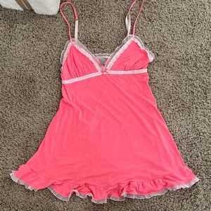 Victoria's Secret Pink Chemise with White Lace Trim